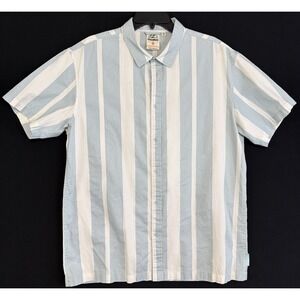 BEARDED GOAT Havana Short Sleeve Button Up Shirt Men's Sz XL Blue Striped